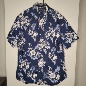 Nautica Men's Navy Floral Short-Sleeve Button-Up Shirt